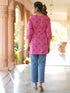 Pink Pure Cotton Floral Printed A-line Tunic